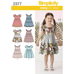 Simplicity Child's Dresses 2377 - Paper Pattern, Size A (3-4-5-6-7-8)