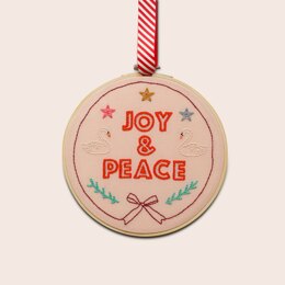 Cotton Clara Joy and Peace Hoop Printed Embroidery Kit - 20cm