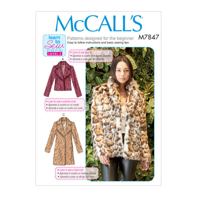 McCall's Misses' Coats M7847 - Paper Pattern, Size XS-S-M-L-XL