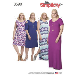 Simplicity 8590 Women's Knit Dresses - Paper Pattern, Size A (1XL-2XL-3XL-4XL-5XL)