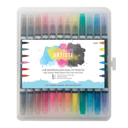 Artiste Watercolour Dual Tip Pens (12pk) Brush & Marker