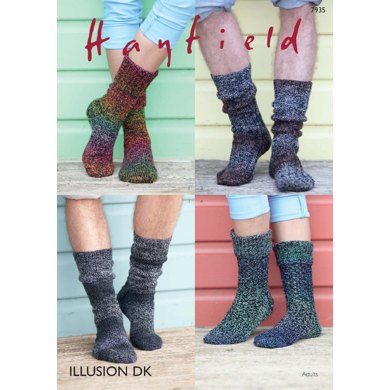 Ribbed and Stocking Stitch Socks in Hayfield Illusion DK - 7935 - Downloadable PDF