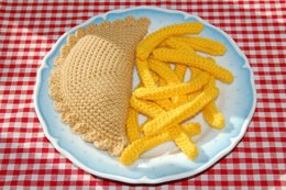 Knitting & Crochet Pattern for a Cornish Pasty and Chips / Fries - Knitted Toy Food