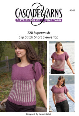 Slip Stitch Short Sleeved Top in Cascade 220 Superwash - A141