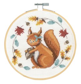 Kreuzstich-Stickset „Volkstümliches Eichhörnchen“ von DMC – 18 cm im Durchmesser