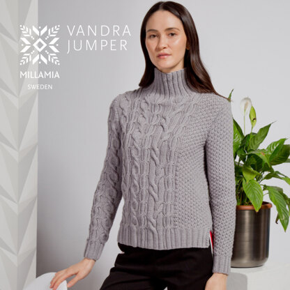 Vandra Jumper - Jumper Knitting Pattern For Women in MillaMia Naturally Soft Aran by MillaMia