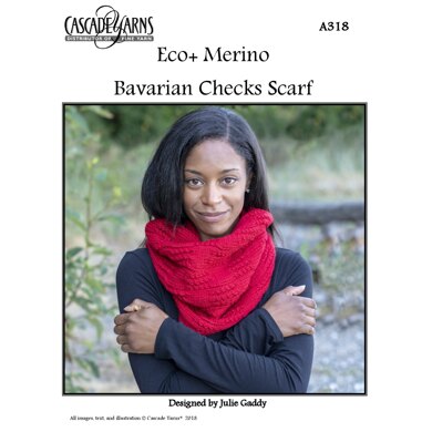 Bavarian Checks Scarf in Cascade Yarns Eco+ Merino - A318 - Downloadable PDF