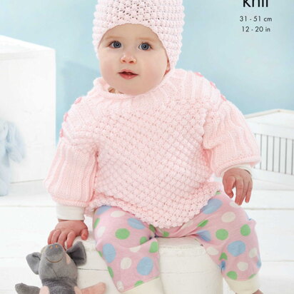 Coat, Top and Hats Knitted in King Cole Baby Safe DK - 5771 - Downloadable PDF