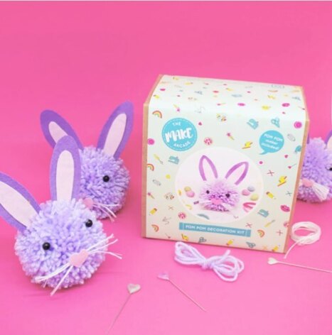 The Make Arcade Bunny Pom Pom Set Knitting Kit