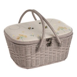 Hobbygift Linen Bee Wicker Basket Sewing Box
