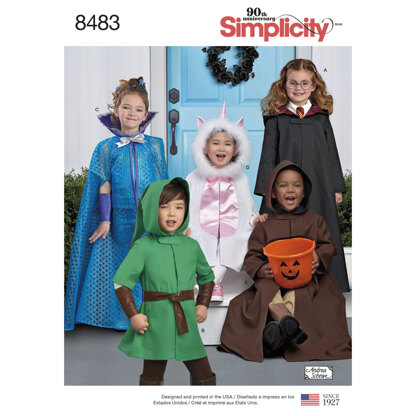 Simplicity 8483 Child's Cape Costumes - Paper Pattern, Size A (S-M-L)