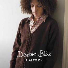 Man's Cabled Neck Sweater - Knitting Pattern For Men in Debbie Bliss Rialto DK by Debbie Bliss