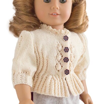 Folk Dirndl Cardigan for 18 inch Dolls, Doll Clothes Knitting Pattern