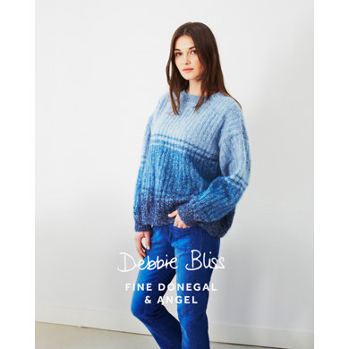 "Tonal Stripe Sweater" : Sweater Knitting Pattern for Women in Debbie Bliss Fingering;Lace | 2 Ply Yarn