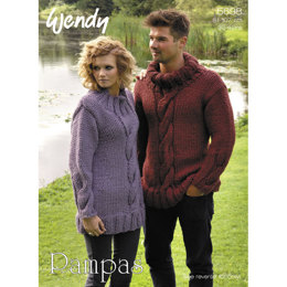 Unisex Cable Sweater & Cowl in Wendy Pampas Mega Chunky - 5698