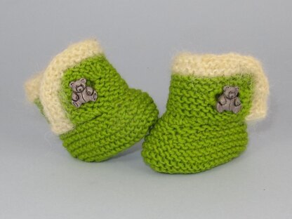 Baby Fur Trim Teddy Button Booties (Bootees)