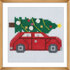 Trimits Counted Cross Stitch Kit: Christmas Tree Car Cross Stitch Kit - 13 x 13cm