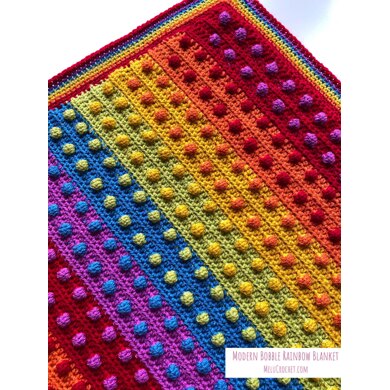 Modern Bobble Rainbow Blanket pattern by Melu Crochet