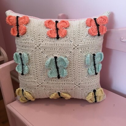 Butterfly Granny Square Pillow