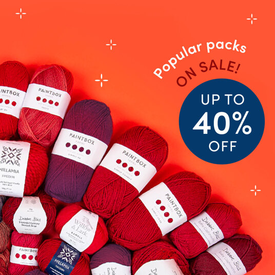 Up to 40 percent off exclusive yarn packs!