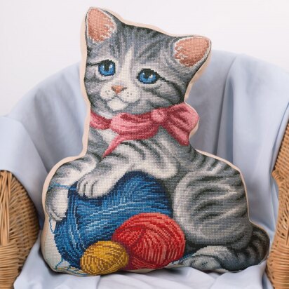 Panna Kitten & Wool Pillow Cross Stitch Kit