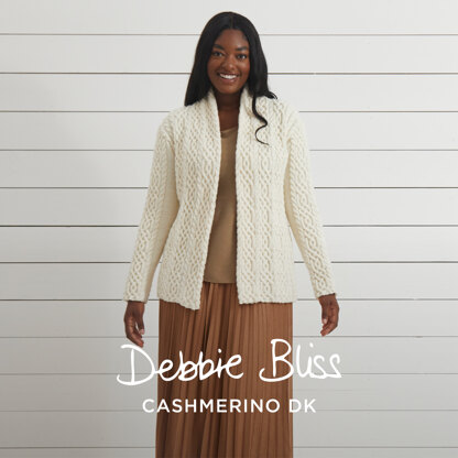 Edge to Edge Cable Jacket - Cardigan Knitting Pattern for Women in Debbie Bliss Cashmerino DK by Debbie Bliss - DB409 - Downloadable PDF