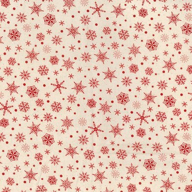 John Louden Louden Christmas Fabrics - Red Snowflakes Cream Base