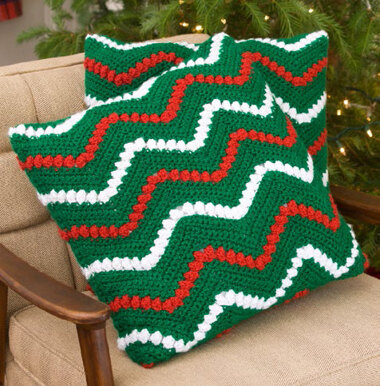 Christmas Ripple Pillows in Red Heart Holiday - LW2283EN - Downloadable PDF