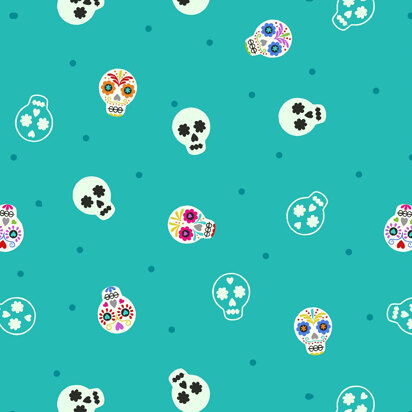 Lewis and Irene Small Things Glow - Sugar Skulls On Turquoise