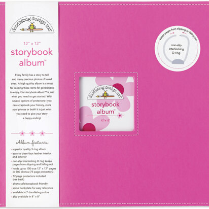 Doodlebug Storybook D-Ring Album 12"X12" - Bubble Gum