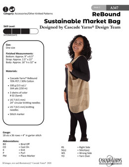 Sustainable Market Bag in Cascade Yarns ReBound - A347 - Downloadable PDF