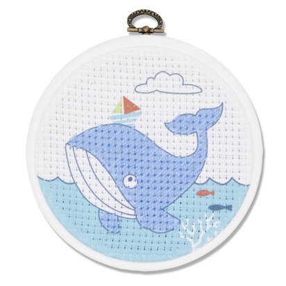 DMC The Whale Cross Stitch Kit (with 5in plastic hoop) - 5in