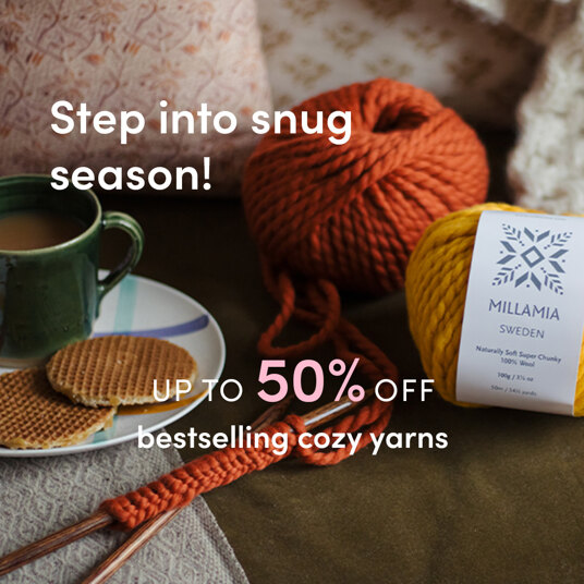 Up to 50 percent off bestselling cozy yarns - ends October 1st, 2022