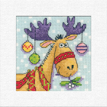 Heritage Reindeer Christmas Card Cross Stitch Kit - 14cm x 14cm