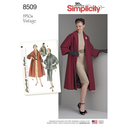 Simplicity Pattern 8509 Misses' Vintage Coat or Jacket 8509 - Sewing Pattern