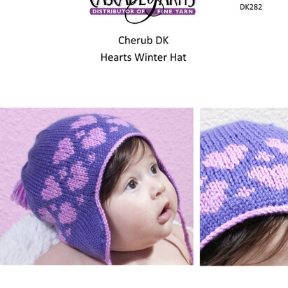 Hearts Winter Hat in Cascade Cherub DK - DK282