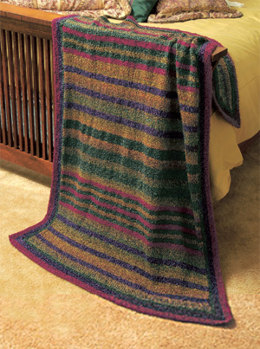 Knitting Prairie Stripes Throw in Lion Brand Homespun - 1114A
