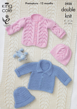 Baby Hat,Jacket and Blanket in King Cole Cottonsoft DK - 3928
