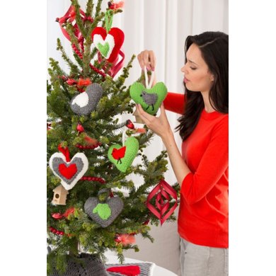 Holiday Heart Ornaments in Red Heart Super Saver Economy Solids - LW4346