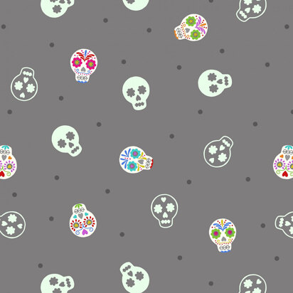 Lewis and Irene Small Things Glow - Sugar Skulls on Grey