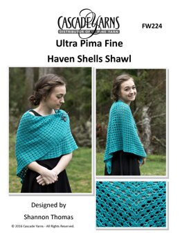 Haven Shells Shawl in Cascade Yarns Ultra Pima Fine - FW224 - Downloadable PDF