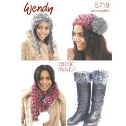 Hat, Scarf, Boot Toppers and Headband in Wendy Arctic - 5719