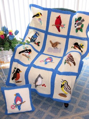 Knit Song Bird Afghan & Pillow