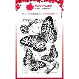 Woodware Clear Singles Three Butterflies Stamp 4in x 6in