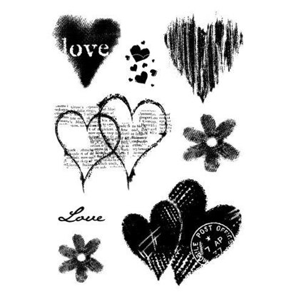 Woodware Clear Singles Heart Collection Stamp 4in x 6in