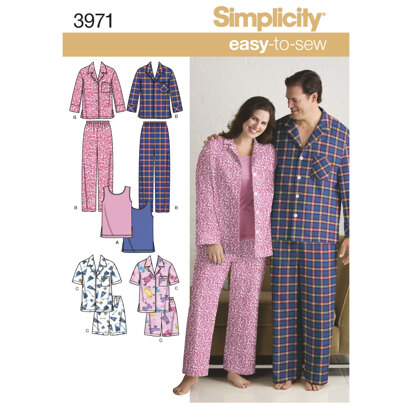 Simplicity Women's & Men's Plus Size Sleepwear 3971 - Sewing Pattern
