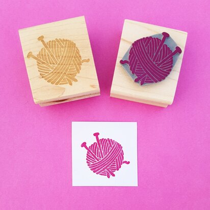Skull and Cross Buns Yarn and Needles Rubber Stamp