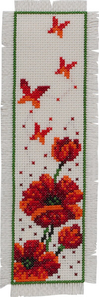 Permin Poppies Cross Stitch Kit - 7x22cm