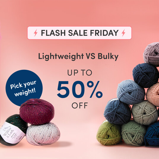Up to 50 percent off yarns of different weight!