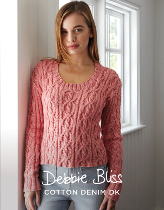 "Noemi Sweater" - Sweater Knitting Pattern For Women in Debbie Bliss Cotton Denim DK - DBS046